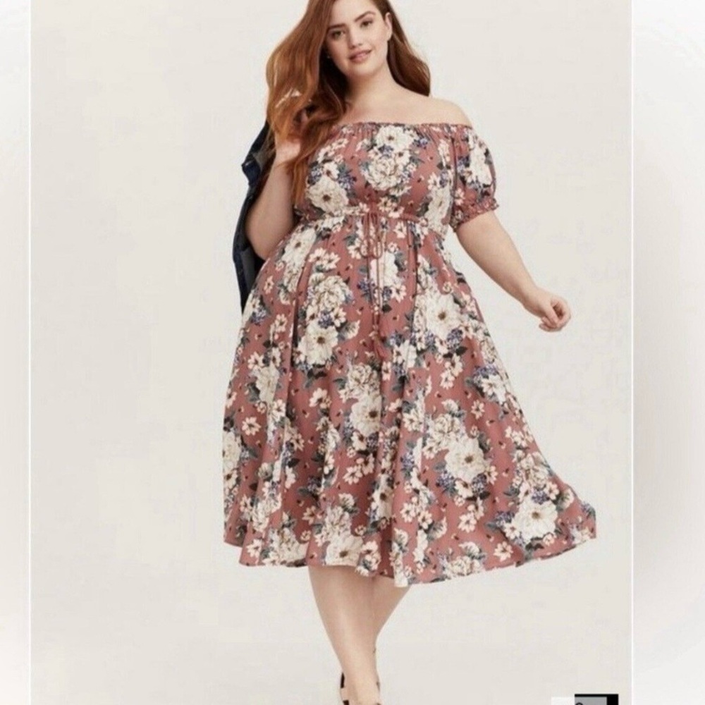Torrid Floral Midi Challis Dress Size 10 - Picture 11 of 15